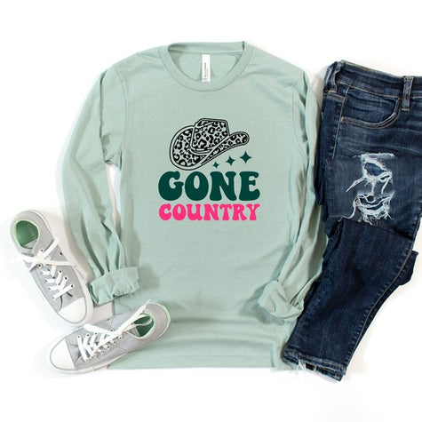 Gone Country Hat Long Sleeve Graphic Tee