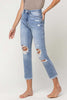 SUPER HIGH RISE DISTRESSED  RELAXED STRAIGHT