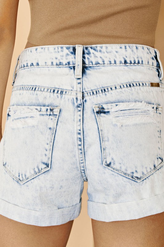 Acid Wash High Rise Kan Can Shorts